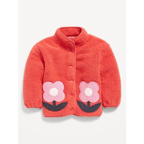 Sherpa Applique Pocket Jacket for Toddler Girls