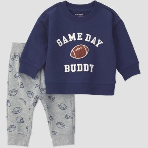 Carter's Just One You® Baby Boys' 2pc "Game Day Buddy" Sweatshirt and Joggers Set - Navy Blue 3M