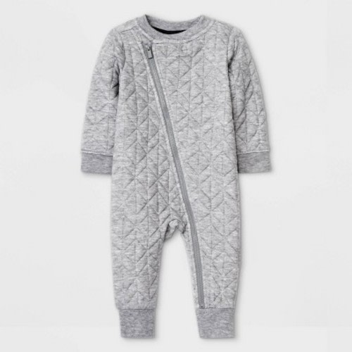 Baby Boys' Quilted Moto Romper - Cat & Jack™ Heather Gray