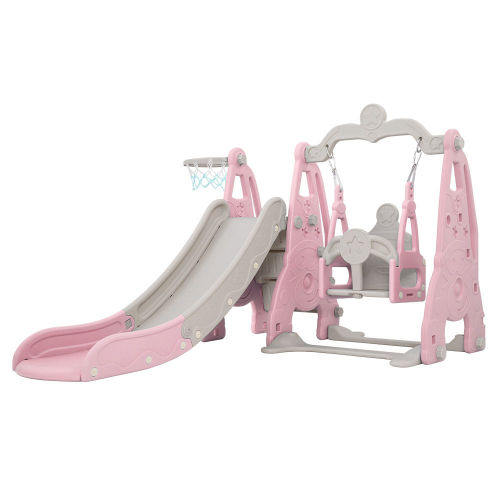 Keezi Kids Slide 170cm Long Swing Basketball Hoop - Pink