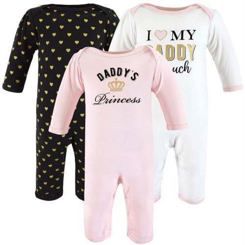Hudson Baby Infant Girl Cotton Coveralls, Daddys Princess, 12-18 Months