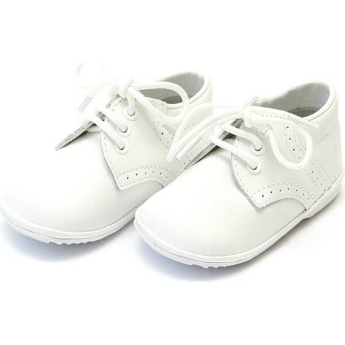 Baby James Leather Lace Up Shoe, White - Angel Shoes | Maisonette