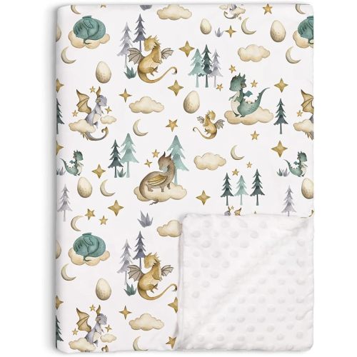 Dragon Baby Blanket, Soft Minky Blanket with Double Layer Dotted Backing
