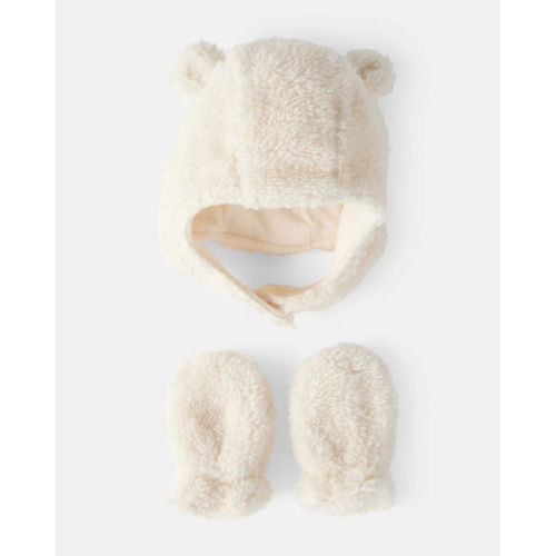Baby Girl Sherpa Winter Hat & Mittens Set - White - Carter's | Carter's