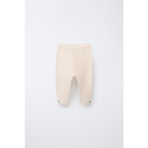EMBROIDERED FLORAL LINKS KNIT PANTS - Vanilla | ZARA United States