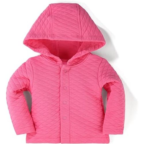 100% Cotton Baby Fall Hoodies Jacket, Comfortable Soft and Warm Baby Spring Jacket,0-24Months Solid-Coloured Coat