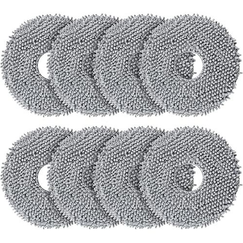 8 Pack Mop Pads for Roborock QV 35A/Saros 10R/Q Revo/Qrevo S/Qrevo Pro/Qrevo Plus/Qrevo Master/Qrevo Slim/Qrevo Curv/Qrevo Edge Robot Vacuum Cleaner, Spin Cleaning Pads Replacement Accessories Set