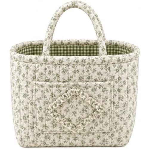 Quilted Car Storage Basket with Handles, Washable Diaper Caddy for Moms