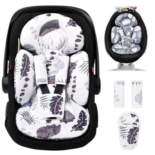 Newborn Car Seat Insert, Head and Body Support, Reversible Infant Insert Compatible with Baby Carseat, Stroller, Mamaroo Swing, Rocker, Bouncer. Baby Car Seat Cushion - Blue Leaf