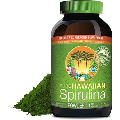 Nutrex Hawaii, Pure Hawaiian Spirulina Powder, Vegan, Supports Immune System, Heart, Cells and Energy, 16 Ounce