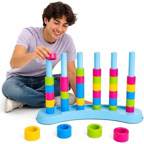 Giant Color Matching Stacking Game, 50 Puzzle Cards, 40 Rings for 2 Players