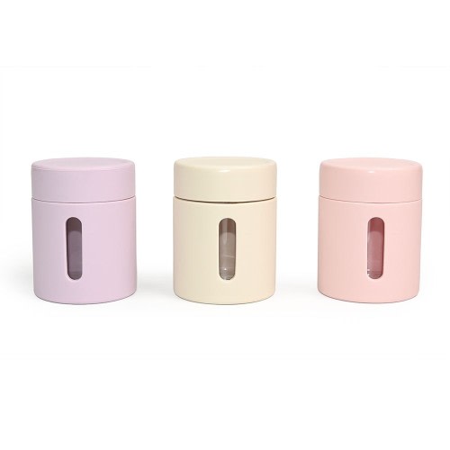 Little Rawr Glass Food Jar With Silicone Sleeve - Lilac/Rose/Sand 3 Pack