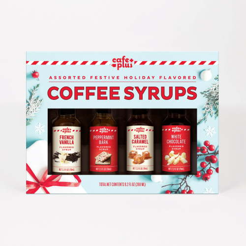 Cafe Plus Four Pack Coffee Syrup Sampler of Assorted Liquid Coffee Syrup Flavors by MSRF, Inc.