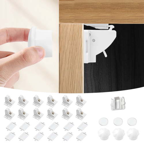 Magnetic Cabinet Locks, Magnetic Baby Proofing Cabinet Locks for 12 Locks and 3 Keys, Locks For Kitchen, Cabinets and Drawers, Adhesive, Invisible from Outside, No Tools, Easy Installation