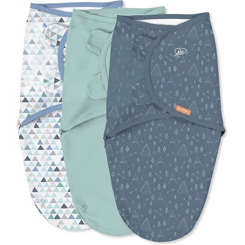 SwaddleMe by Ingenuity Original Swaddle with Easy-Change, 100% Cotton, Improves Sleep & Calms Startle Reflex, 3-6 Months, 3-Pack - Mountaineer