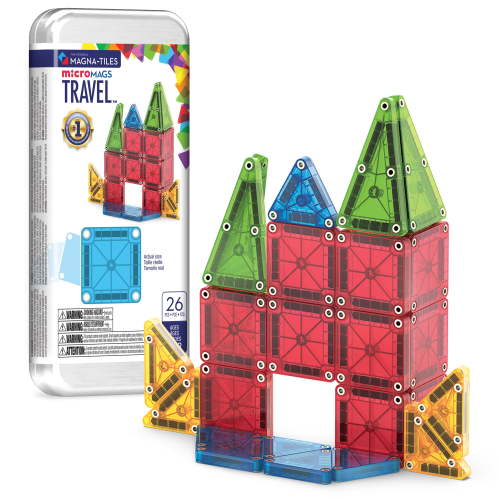 Free Shipping! Magna-Tiles microMAGS Travel Magnetic Construction Set, 26 Piece Portable Magnetic Building Toys for Kids