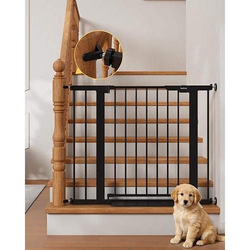 InnoTruth 27-36.6 in Wide Baby Gate for Stairs and Doorways, Black