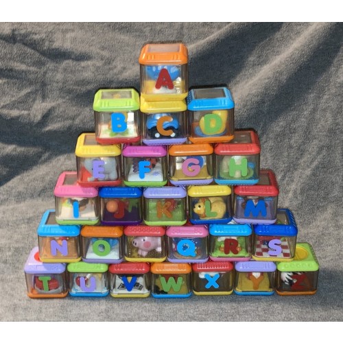 Fisher Price ALPHABET Peek-a-Blocks Sensory Blocks-Set of 26 Blocks
