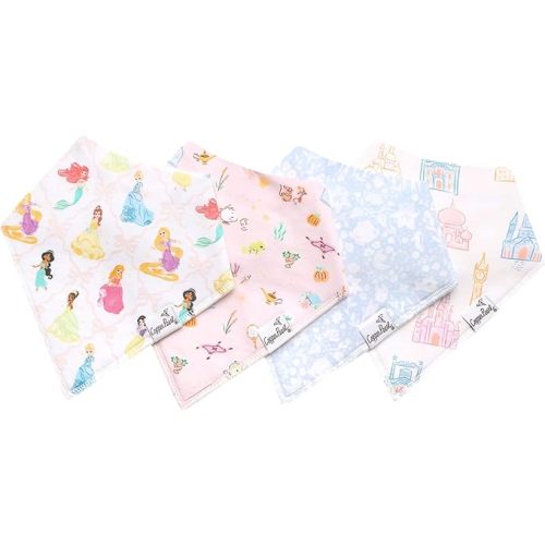 Copper Pearl Disney Baby Bibs 4 Pack, Soft Cotton Bandana Drool Bibs for Baby Girl & Boy, Drooling Teething