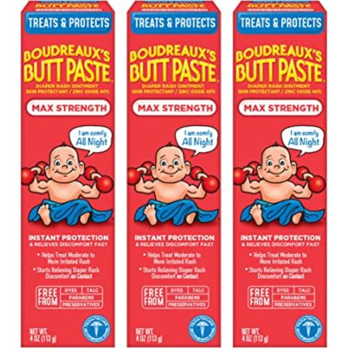 Boudreaux's Butt Paste Maximum Strength Diaper Rash Ointment, 4 Ounce , (Pack of 3)