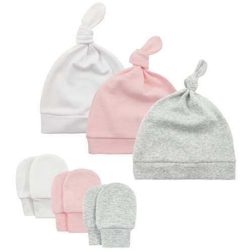 American Trends Baby Hats 0-6 Months Toddler Hat and Mittens for Newborn Baby Girls Baby Beanie Cotton Cap White; Pink; Grey 0-6 Months