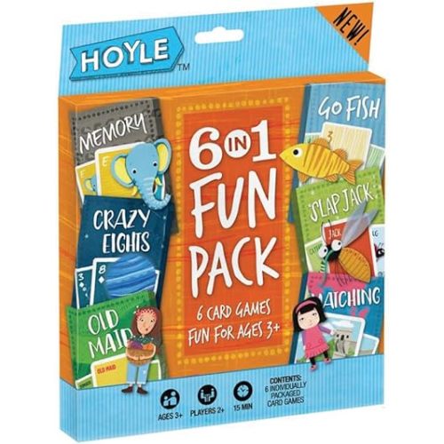 Hoyle Card Games for Kids 6 in 1 Fun Pack – Memory, Crazy Eights, Old Maid, Go Fish, Slap Jack and Matching