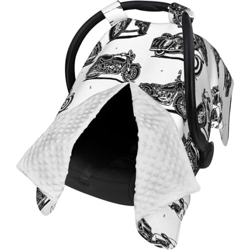 Vintage Motorcycle Pattern Baby Car Seat Canopy Cover Multi Use Shower Gift, Nursing Cover for Mom Nursing Covers, Bow Baby Stuff Items