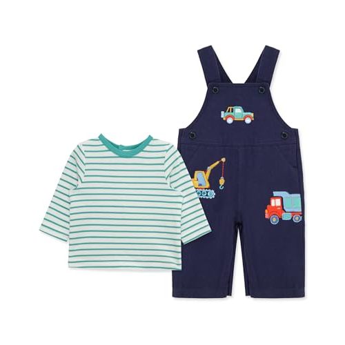 Little Me Essentials for Baby Girls and Boys Woven Jumpers and Coverall Overalls Set, Newborn to 24 Months