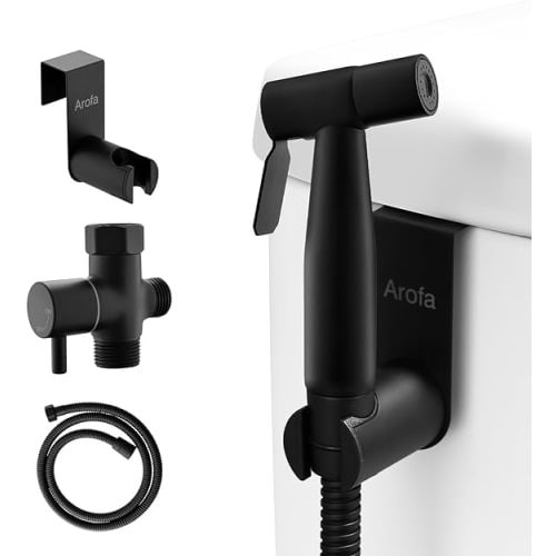 Arofa Black Bidet Sprayer for Toilet, Handheld Jet Sprayer Adjustable Water Pressure Muslim Shower with Bidet Hose, Bidets Faucet for Existing Toilets Cloth Diaper Spray for Baby/Feminine Wash - 1 Pack - Matte Black