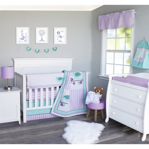 Pam Grace Creations 6 Piece Bedding Sets, Crib Bed with Quilt, Rail Guard Cover, Crib Skirt, Fitted Crib Sheet, Diaper Stacker, Blanket