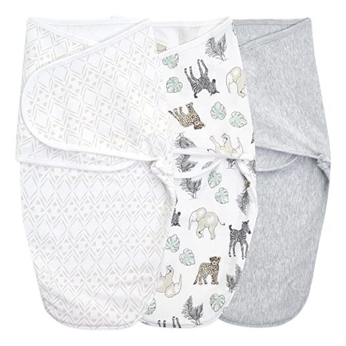 aden + anais Essentials Easy Wrap Swaddle, Cotton Knit Baby Wrap, Newborn Wearable Swaddle Sleep Sack, 3 Pack, Toile, 0-3 Months, Small/Medium