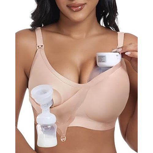 As Fairy Wireless Seamless Pumping Bra Hands Free Nursing Bra Wirefree Comfort Wearable Breast Pump Brass