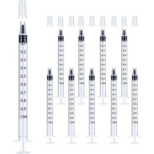 50Pcs 1ml Syringes with Caps Oral Dispenser Individually Sterile Warpped for Medicine Dropper, Colostrum Collect Feeding Pets, Measuring Liquids, Scientific Labs, Plant Watering