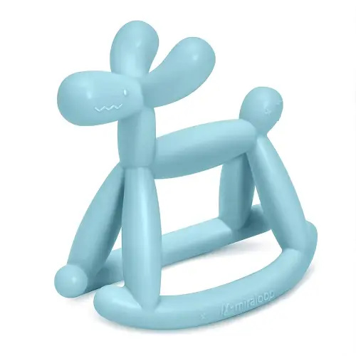 Teething Toys for Babies 0-6 Months, Jellydog Teethers for Babies 6-12 Months, Never Drop Food Grade Silicone Toddler Toys, Festivals Baby Basket Stuffers, Baby Boy Gifts, Cyan Blue