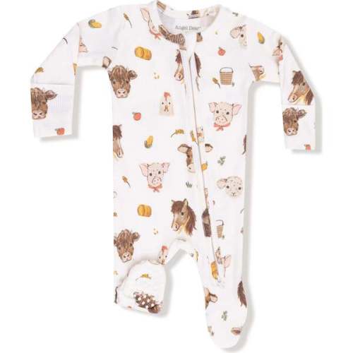 2 Way Zipper Footie, Vintage Baby Farm Animals - Angel Dear | Maisonette