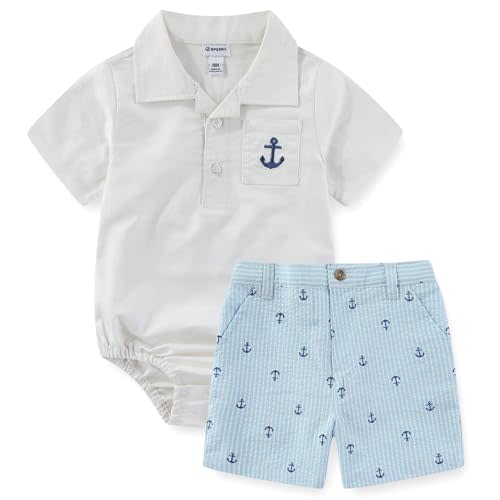 Sperry Baby Boys Polo Bodysuit and Shorts 2 Piece Set for Newborn and Infants