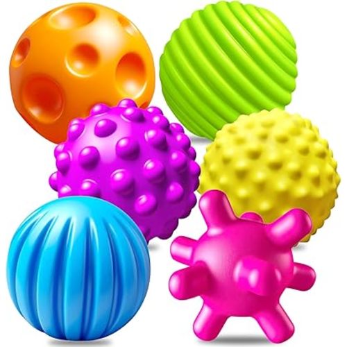 6 Pack Sensory Balls for Toddlers, Sensory Baby Toys, Infant Squeeze Sensory Toys Soft Multi Ball Set Gifts with Bright Color Textured