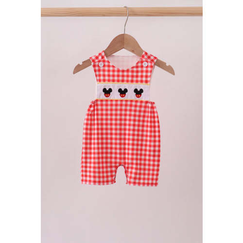 Red Character Plaid Embroidered Jon Jon – HoneyBean
