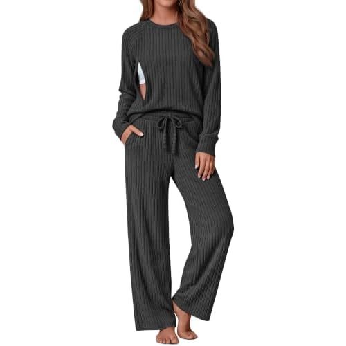 2 Piece Maternity Nursing Outfit Ribbed Lounge Set