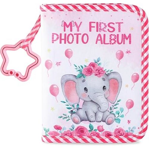 ZOIIWA Baby's My First Family Album Soft Photo Cloth Book (Pink Elephant)