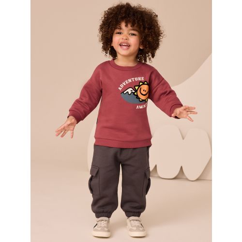 Burgundy Red Sweatshirt and Utility Joggers Set (3mths-7yrs)