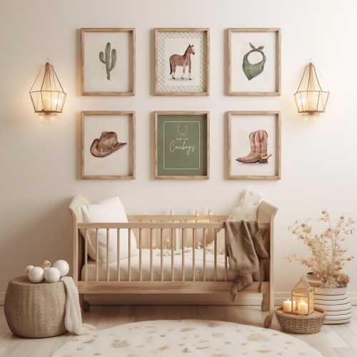 Cowboy Nursery Print Set • Sage Watercolor Western Decor (Digital Download)
