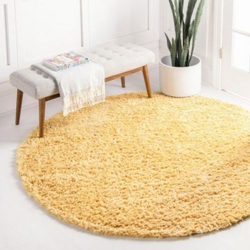 Unique Loom 4' 0 x 4' 0 Davos Shag Sun Yellow Area Rug