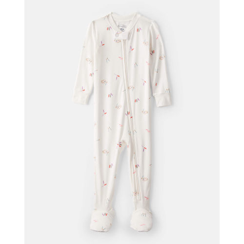 Baby Girl Painting & Coloring Print PurelySoft Long-Sleeve 2-Way Zip 1-Piece Pajamas - Ivory - Carter's | Carter's