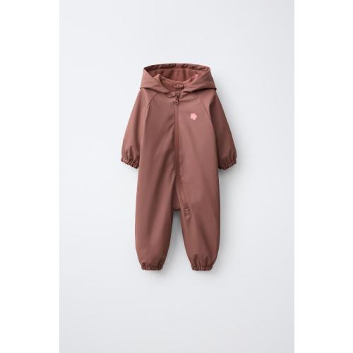 WATER-RESISTANT FLORAL RUBBERIZED JUMPSUIT - Plum | ZARA United States