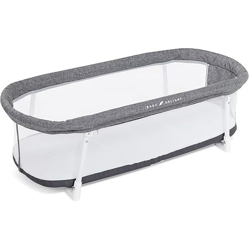 Baby Delight Snuggle Nest Bassinet, Portable Baby Bed, for Infants 0 – 5 Months, Charcoal Tweed