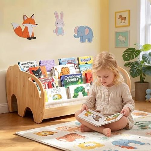 Baby Bookshelf, Kids Book Shelf, Montessori Toddler Bookcase for Nursery
