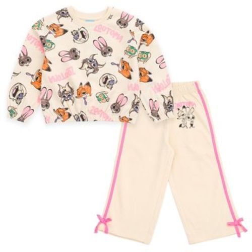 Disney Zootopia Infant Baby Girls Fleece Pullover Sweatshirt and Pants Outfit Set Cream / Blush Pink Zootopia 18 Months