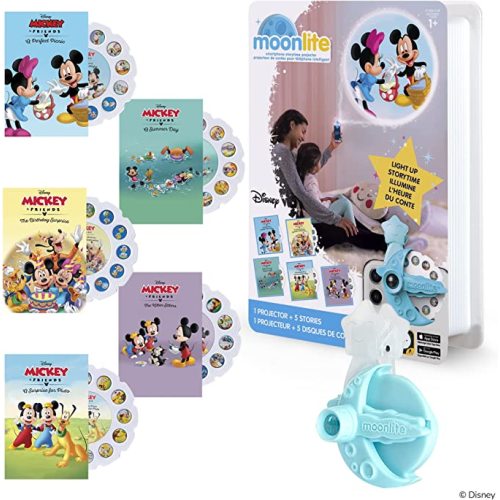 Moonlite Storybook Projector Gift for Kids with 5 Mickey Mouse and Friends Digital Story Book Reels, Learning Gifts for Toddler Boy or Girl, Sensory Light Projections, In-App Sounds, Ages 2 and Up - Mickey & Friends - 5 Pack