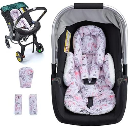 Infant Car Seat Insert, Ultra-Thick Carseat Head & Body Support for Infant, Adjustable Baby Car Seat Head Support with Strap Covers Set, Breathable Baby Car Seat Cushion for Stroller, Swing